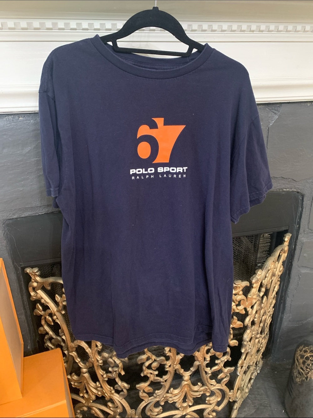 Polo by Ralph Lauren Navy Tee with Orange Polo Sport Logo